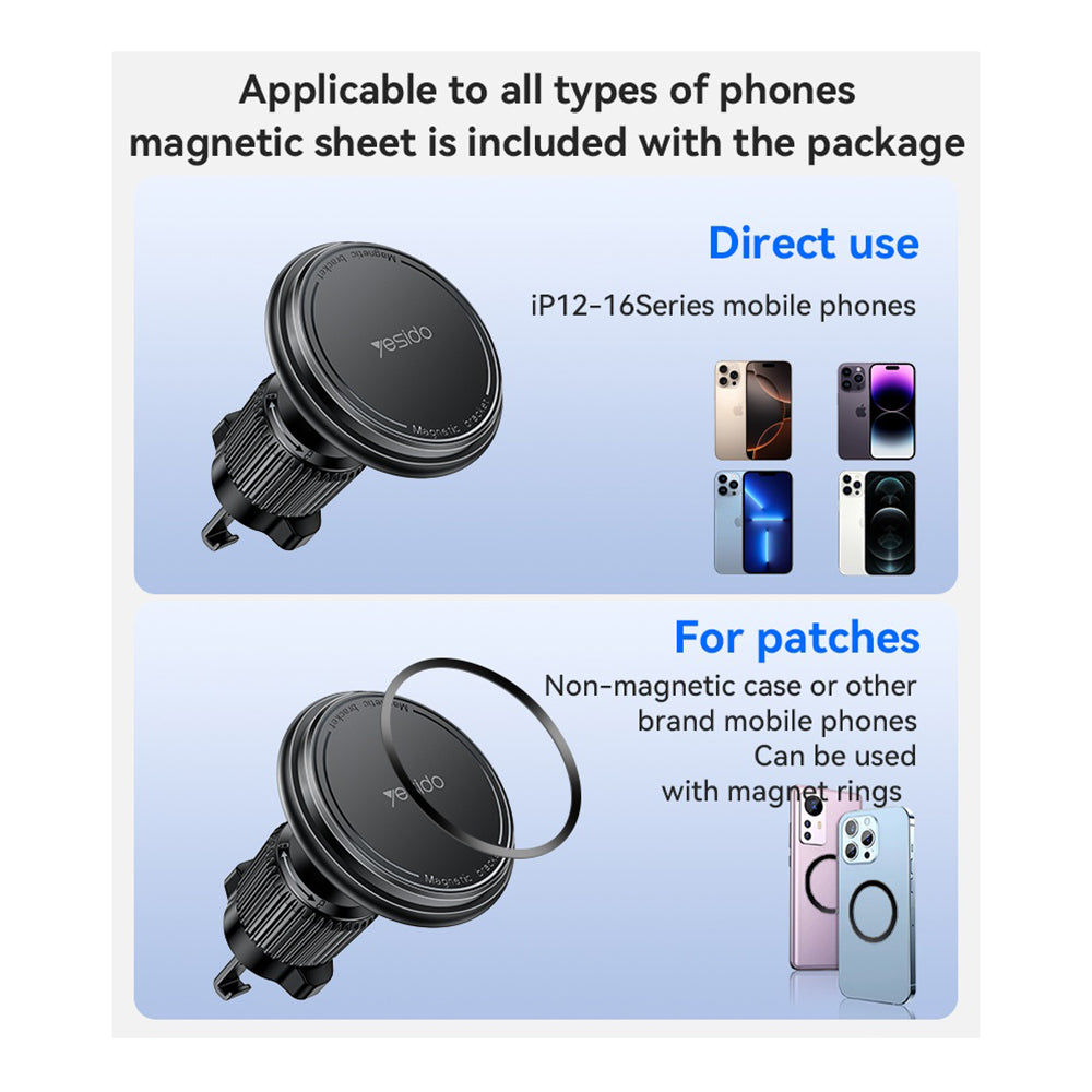 Magnetische Autohouder Yesido C252, Universeel, Zwart