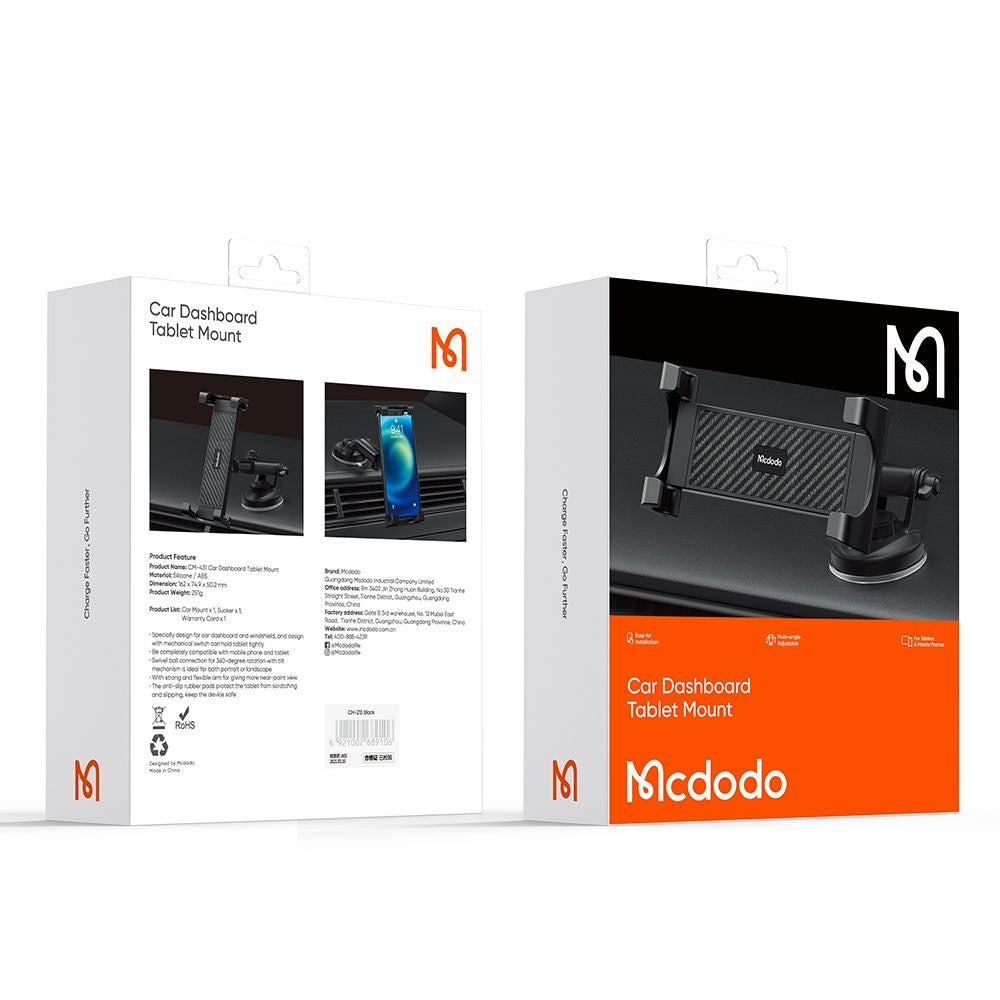 McDodo CM-4310 Autohouder voor Telefoon / Tablet, 4.7inch - 12.9inch, Zwart