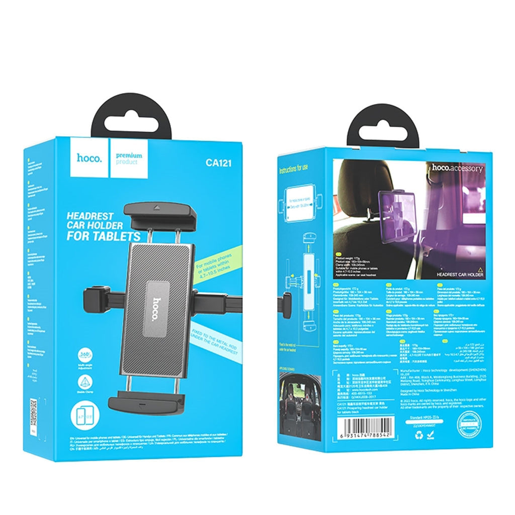 Auto Hoofdsteunhouder HOCO CA121 voor Telefoon / Tablet, 4.7inch - 10.5inch, Zwart