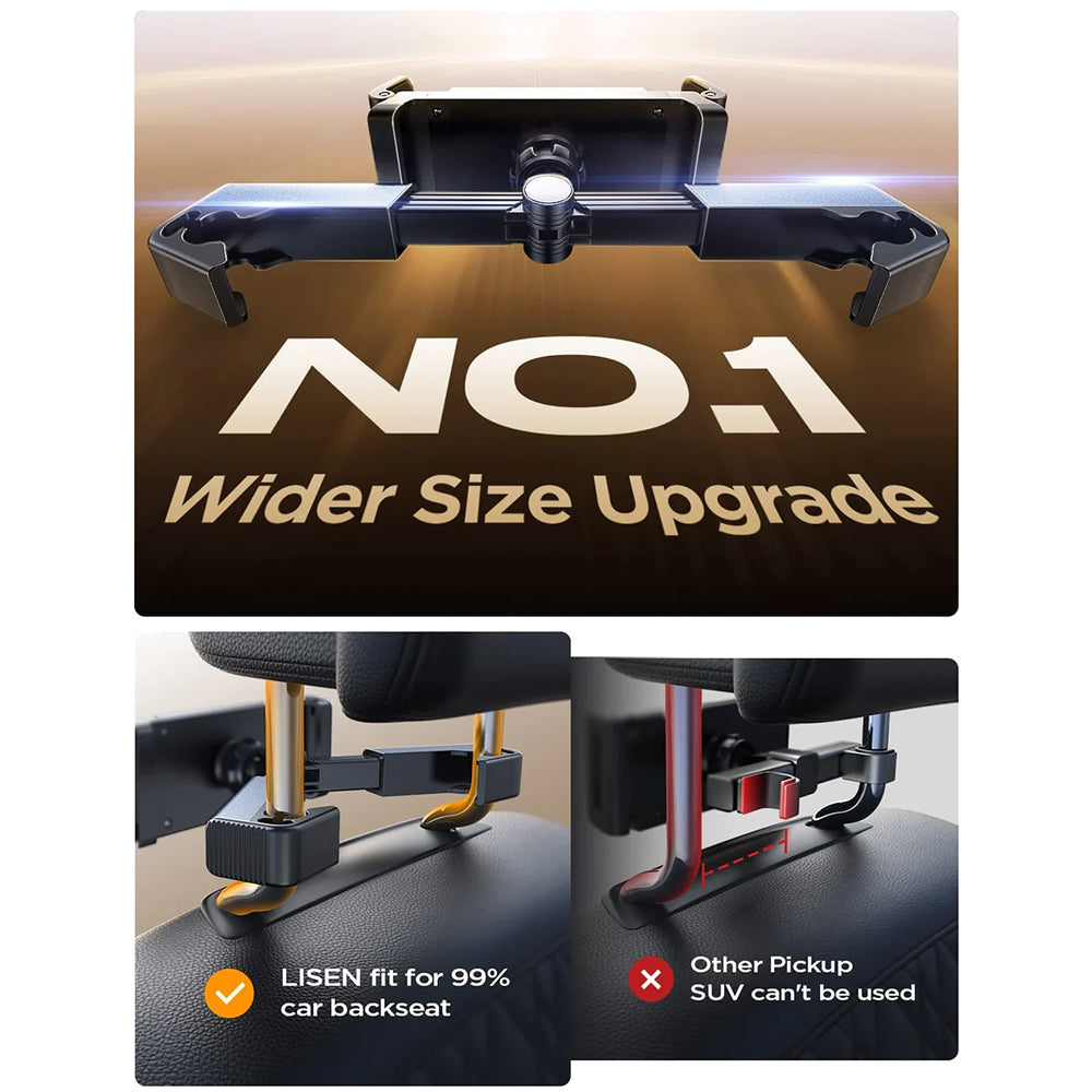 Lisen Headrest Car Holder for Phone / Tablet, 4.7inch - 12.9inch, Black YL0221030002