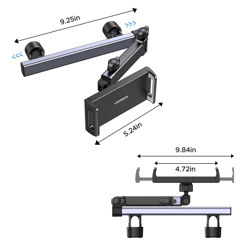 UGREEN LP904 (55443) Headrest Car Holder for Phone / Tablet, 4.7inch - 9.8inch, Black