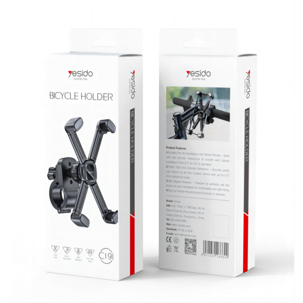 Fietssteun Yesido C191, 4.5inch - 6.8inch, Zwart