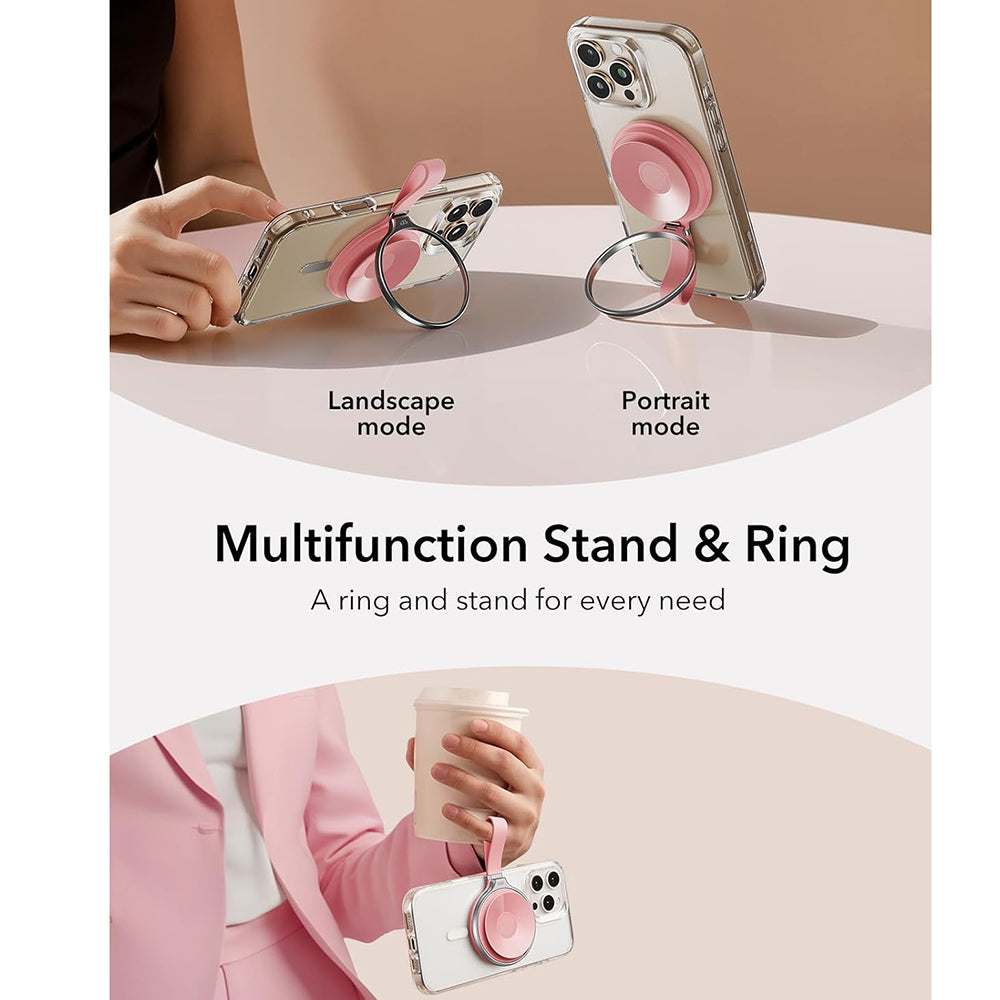 ESR HaloLock Leather Ring Holder, Universal, Pink