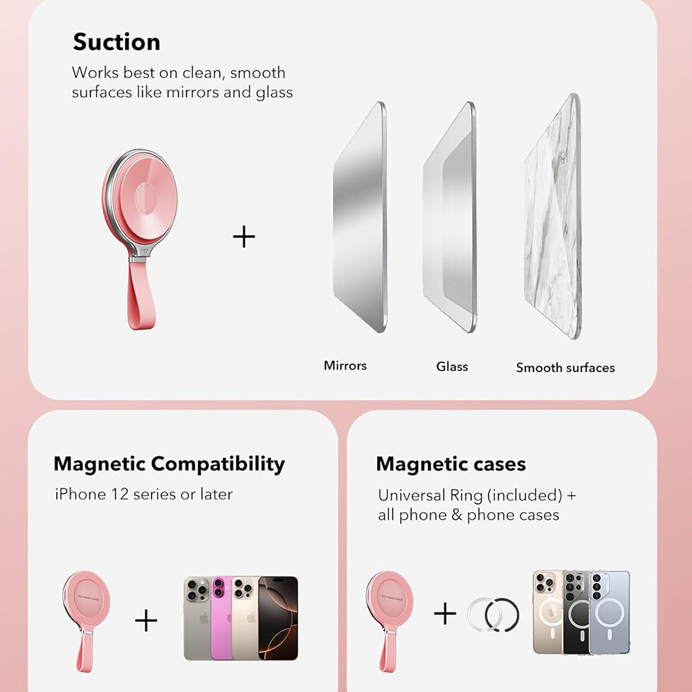 ESR HaloLock Leather Ring Holder, Universal, Pink