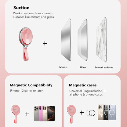 ESR HaloLock Leather Ring Holder, Universal, Pink