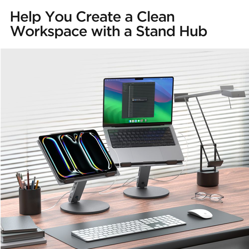 Spigen LD204H Laptopstandaard, Zilver