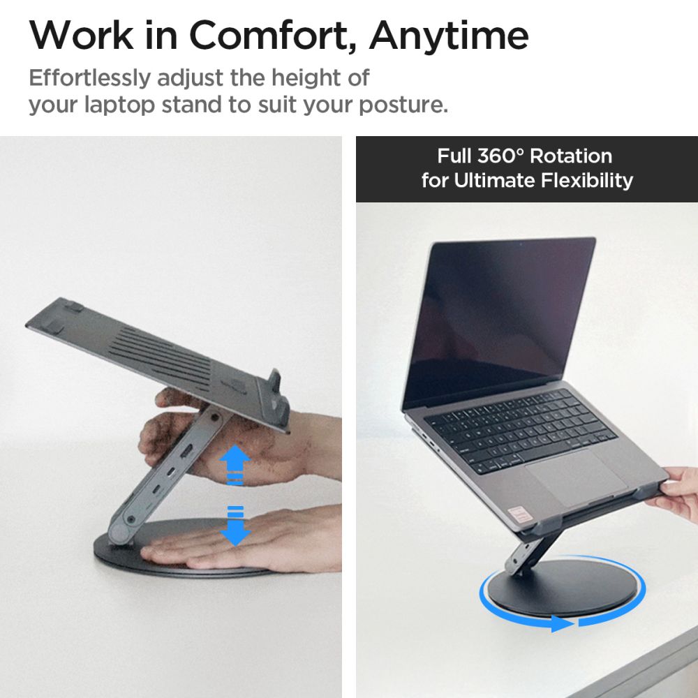 Spigen LD204H Laptopstandaard, Zilver