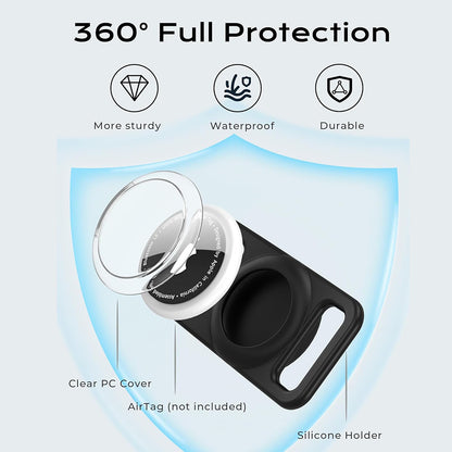 Techsuit BuddyGuard DG1 houder voor Apple AirTag aan huisdier halsband, Zwart