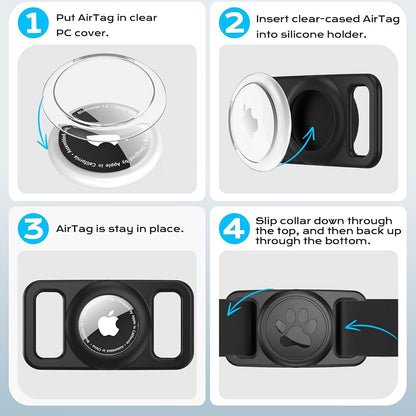 Techsuit BuddyGuard DG1 houder voor Apple AirTag aan huisdier halsband, Zwart