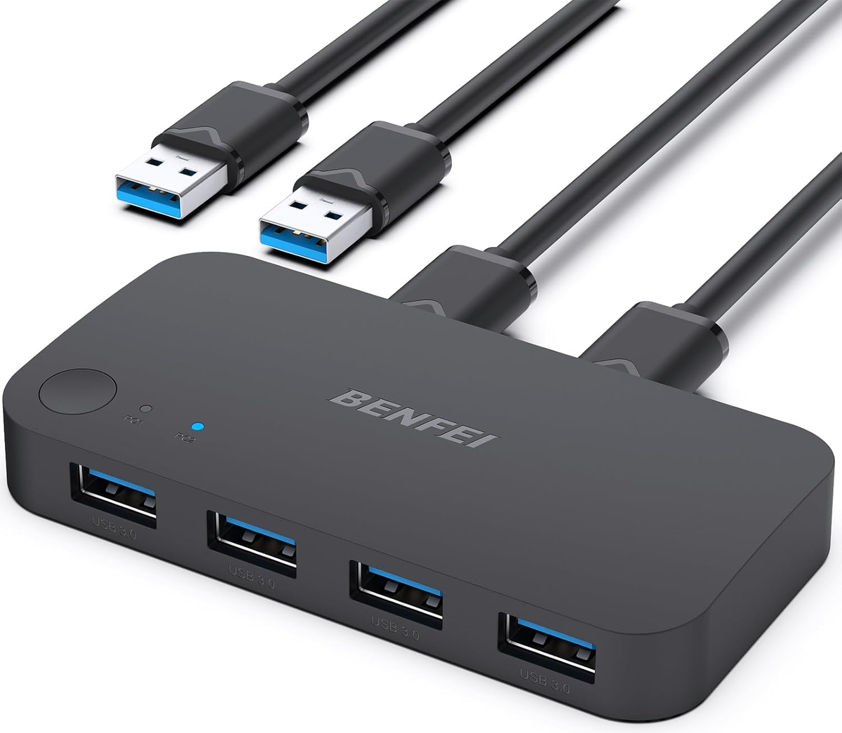 Benfei USB Switch, 4 x USB-A 3.0, Black
