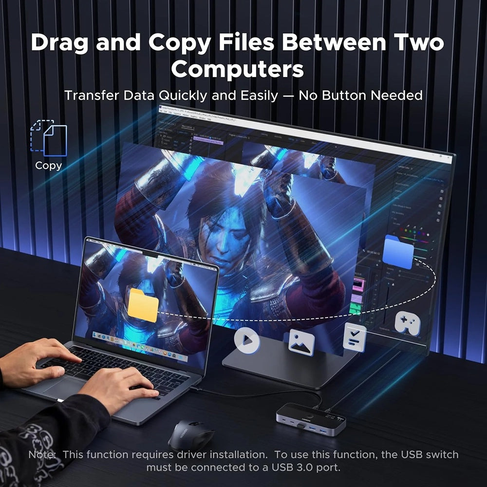 UGREEN CM691 USB-switch (45784), 3 x USB-A 3.2 - 1 x USB-C - 1 x miniUSB, Zwart