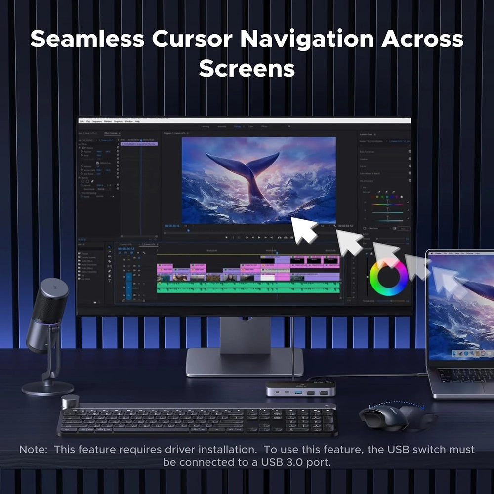 UGREEN CM691 USB-switch (45784), 3 x USB-A 3.2 - 1 x USB-C - 1 x miniUSB, Zwart