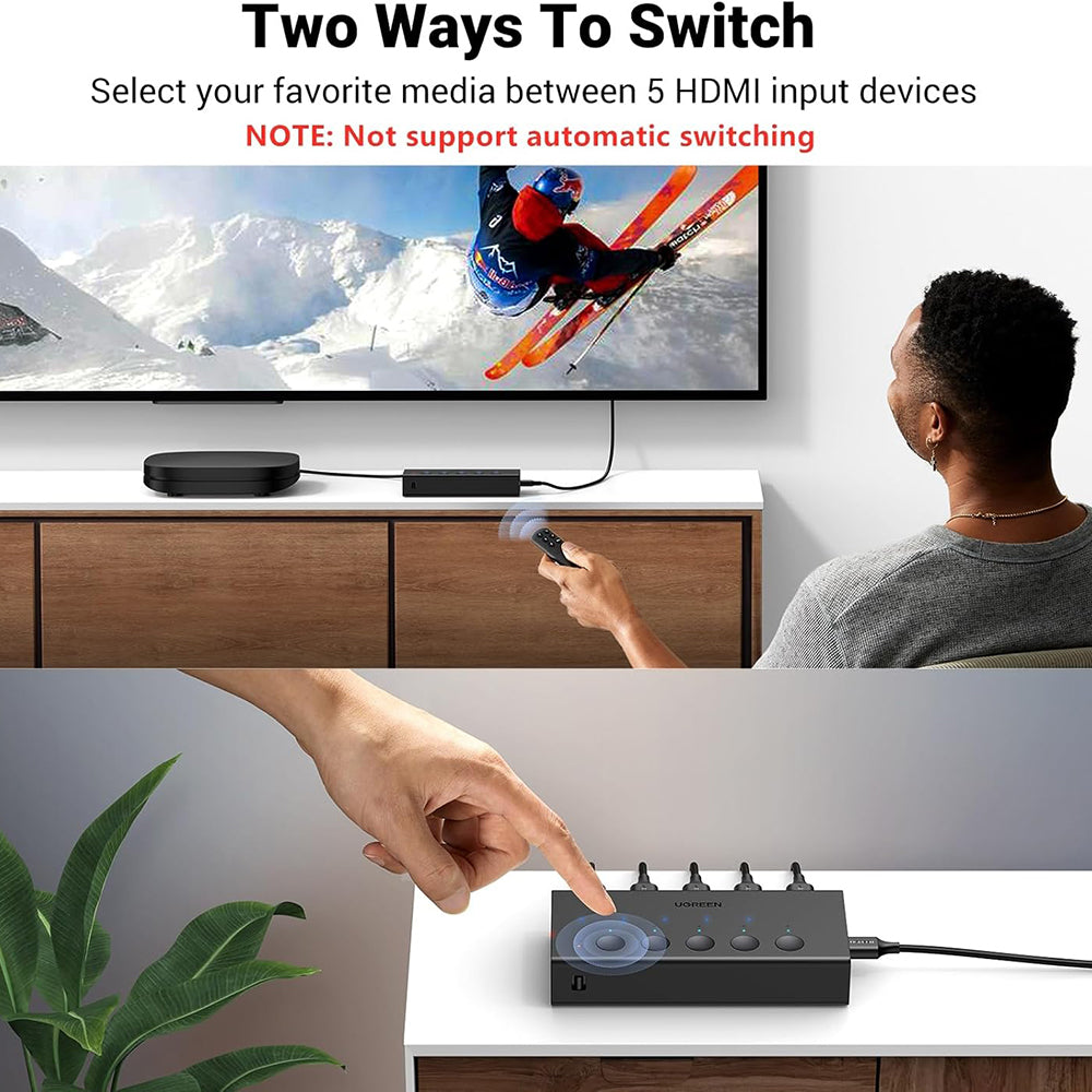 Switch Video HDMI UGREEN CM568 (90512), Zwart
