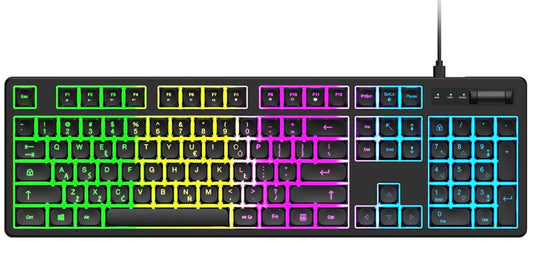 Gaming Toetsenbord Bedraad USB WZK WKG-200, RGB, 1,5m, Zwart