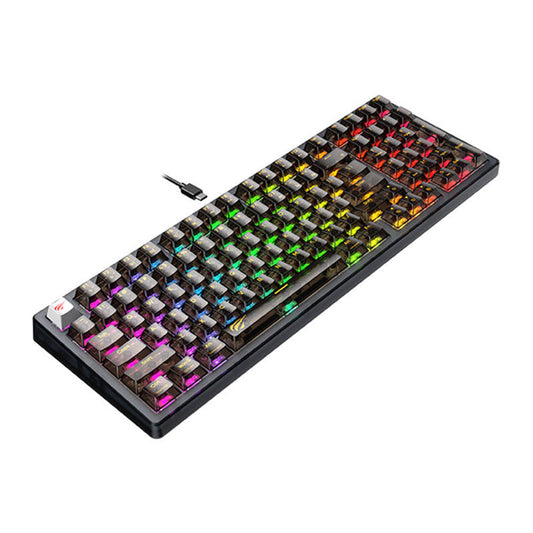 Gaming Toetsenbord Wired USB HAVIT KB875L, RGB, 1.8m, Zwart Transparant