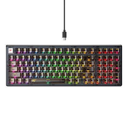 Gaming Toetsenbord Wired USB HAVIT KB875L, RGB, 1.8m, Zwart Transparant