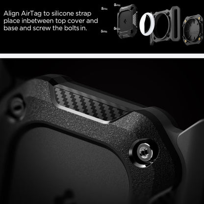 Spigen Tough Armor houder voor Apple AirTag aan huisdier halsband, Zwart